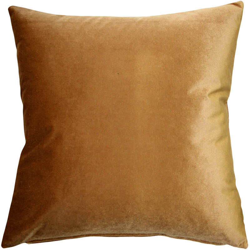 Velvet Throw Pillow, 16" x 16", Gold/Brown