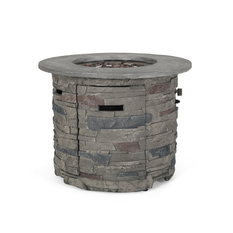 Foyer d'extérieur au propane rond de 32 po MgO, dessus gris - 40 000 BTU