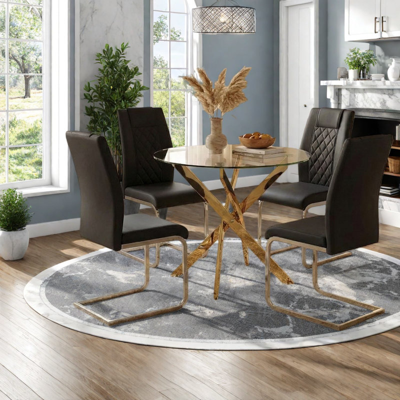 Ensembles de table de salle à manger compacts et modernes, conception en métal de verre pour les cuisines domestiques