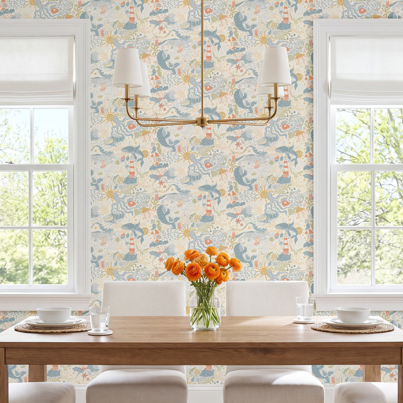 Wallpaper Double Roll, Light Blue