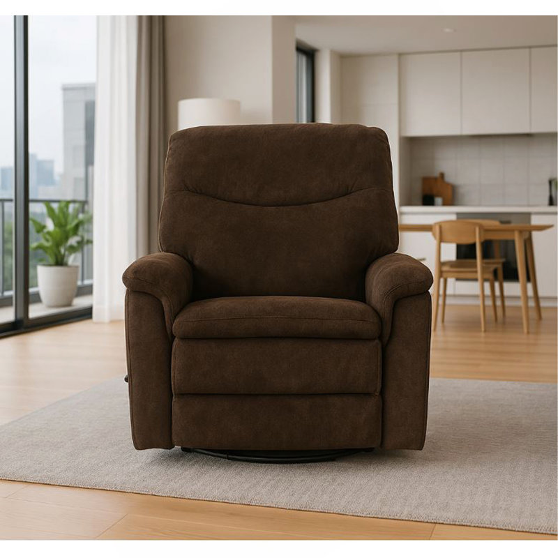 Fauteuil inclinable pivotant rembourré Man Wah, Chocolat