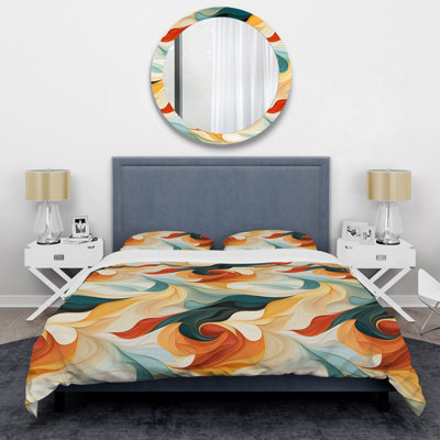 Multicolor Electic Waves Art - Ensemble de housse de couette éclectique