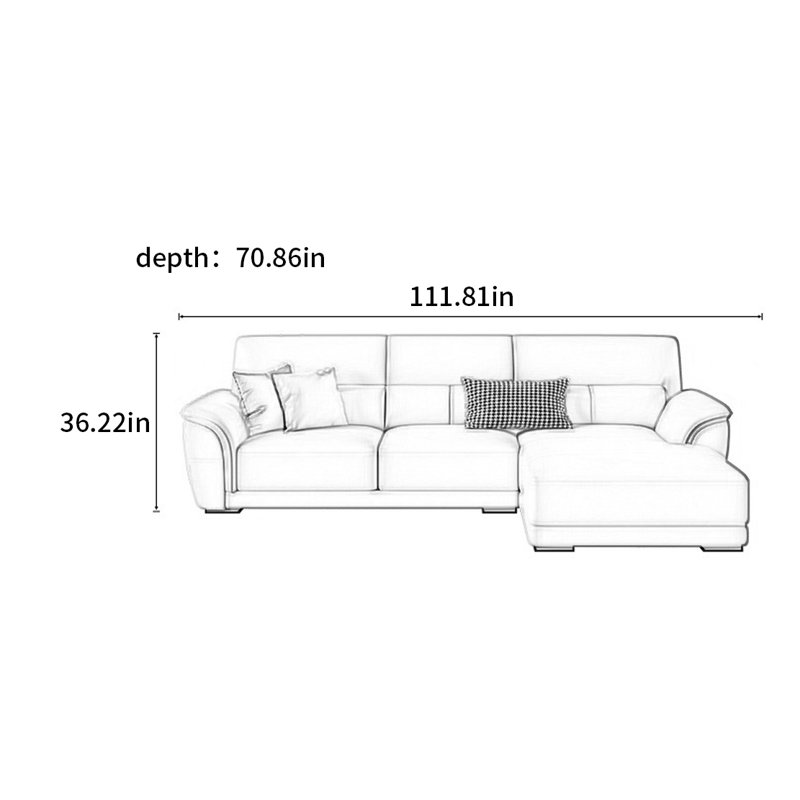Canapé Nordic, H 36,22 po x l 111,81 po x P 70,86 po