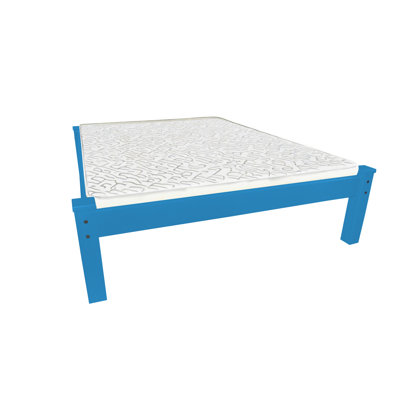 Caribbean Blue Solid Wood Queen Bed Frame