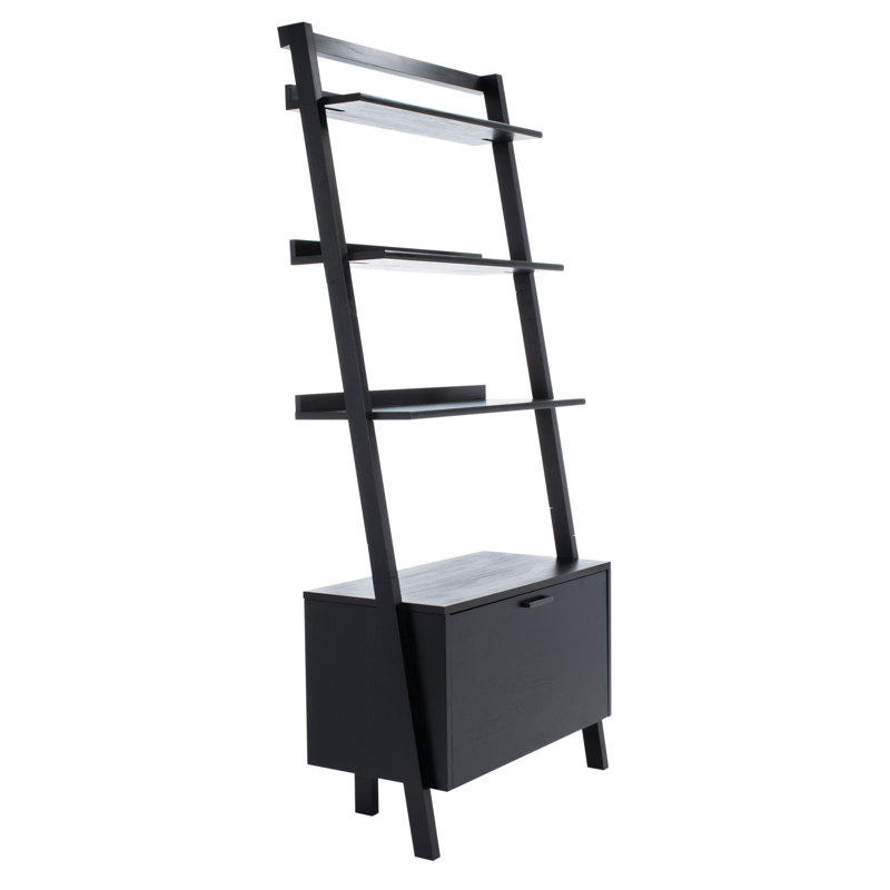 Bibliothèque échelle en bois massif Dametrice, H 72 po x l 25 po x P 15,4 po, Noir