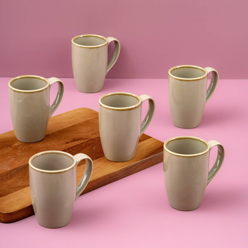 SPLASH BEIGE Premium Porcelain Coffee Mug | 10oz Prime Non Stackable Mug | Microwave & Dishwasher Safe