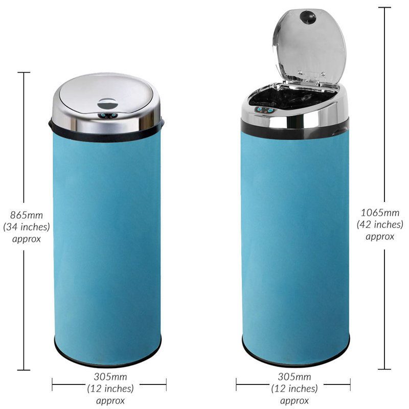Ladson Steel Motion Sensor Kitchen Trash Can, 50L, Blue