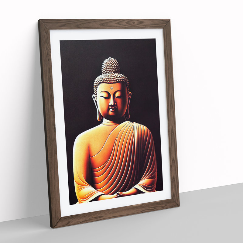 Vibrant Buddha - Single Picture Frame Print, 64cm H x 46cm W x 2cm D, Walnut 