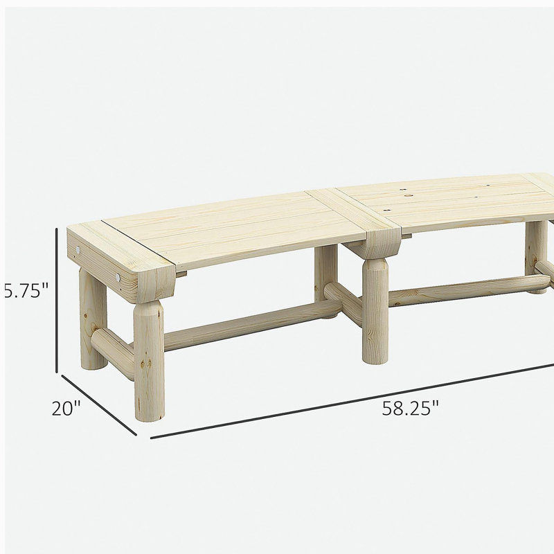 Banc d'extérieur semi-circulaire rond, banc de jardin en bois