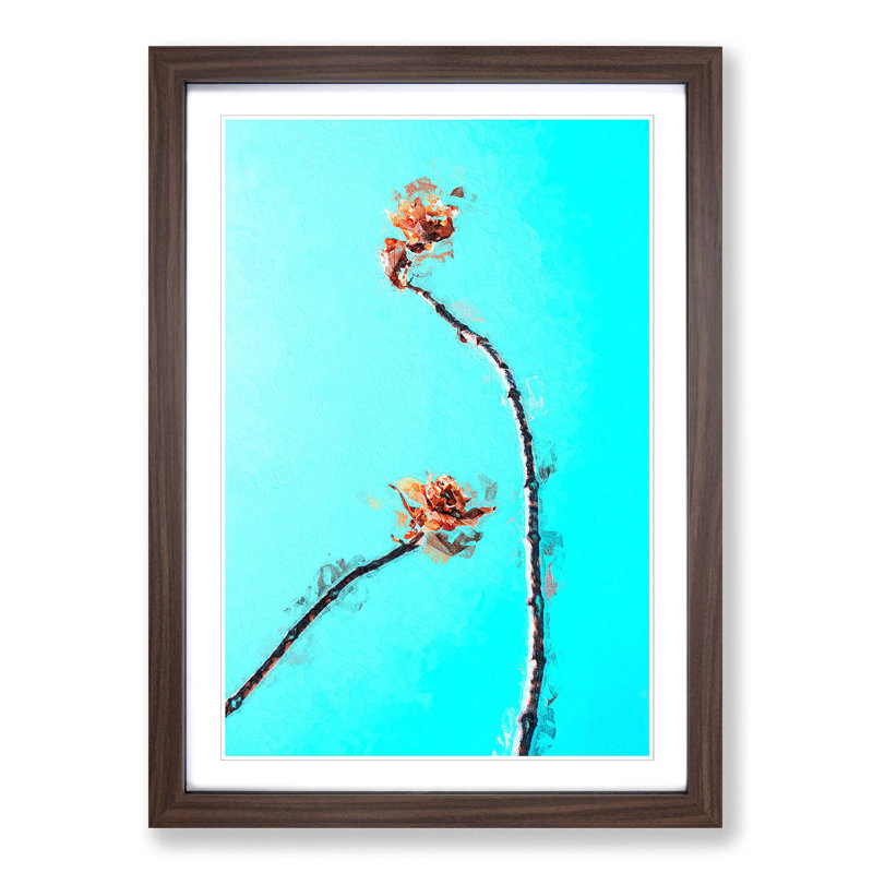 Flowers in Nigeria in Abstract - Picture Frame Painting Print, 91cm H x 60cm W x 2cm D, Walnut