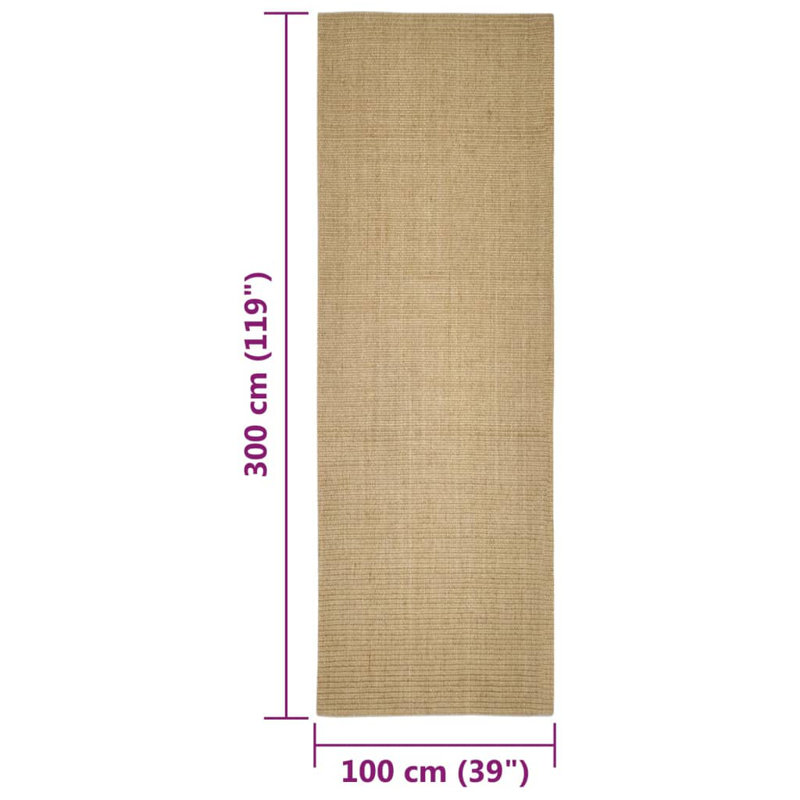 August Grove Rug Natural Sisal Brown, Runner 100 x 300cm