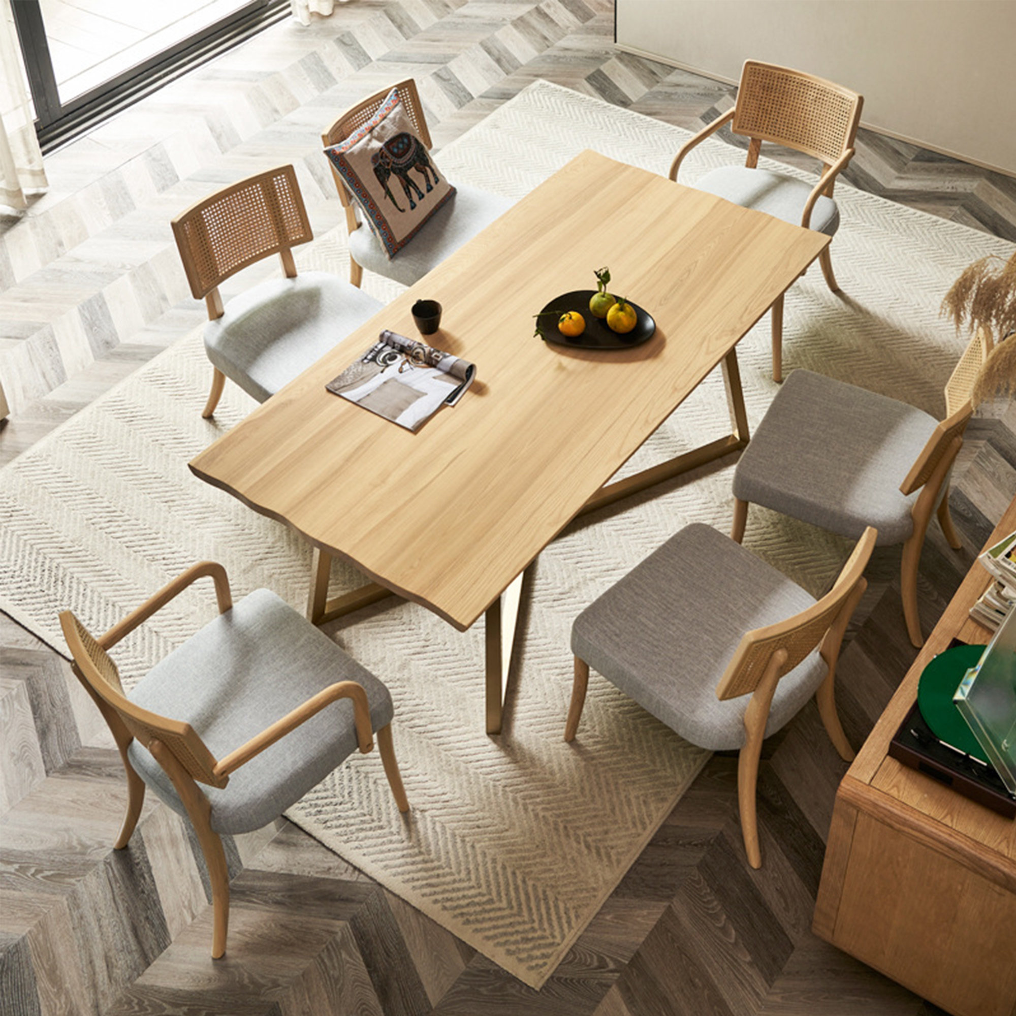 Dining Elegance Minimalist Iron And Ash Wood Dining Table Rectangular ...