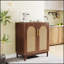 Buffet en rotin jaune avec portes tissées à la main, parfait pour les solutions de rangement modernes et élégantes (ensemble de 2)