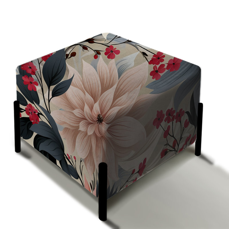 Rose et bleu à motif floral Serenade Melody - repose-pieds carré floral
