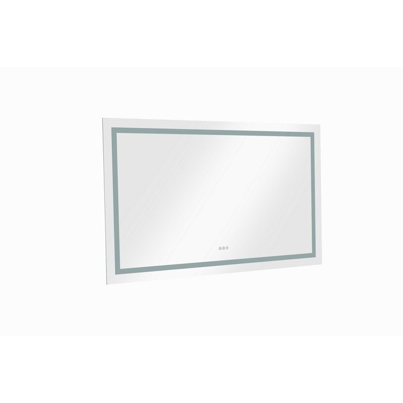 Miroir de salle de bain 60 po x 36 po à DEL avec façade et rétroéclairage, miroir de meuble-lavabo mural, anti-buée, mémoire, 3 couleurs, réglable en continu