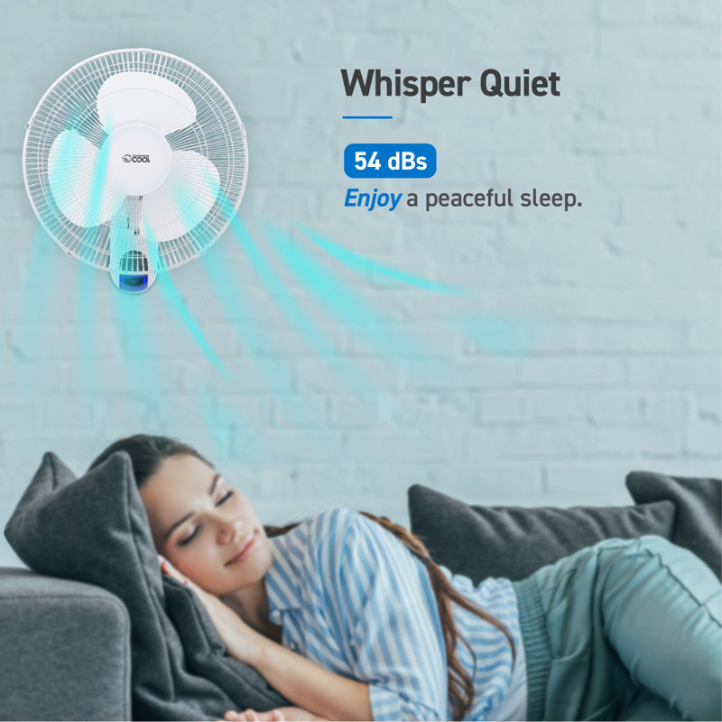 Commercial Cool 16-Inch White Wall Fan with Remote Control