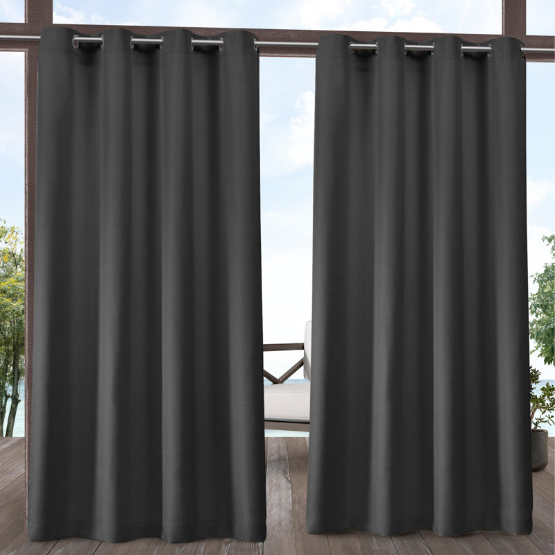 Breanna Semi Sheer Curtain Pair, 54" W x 96" L, Charcoal