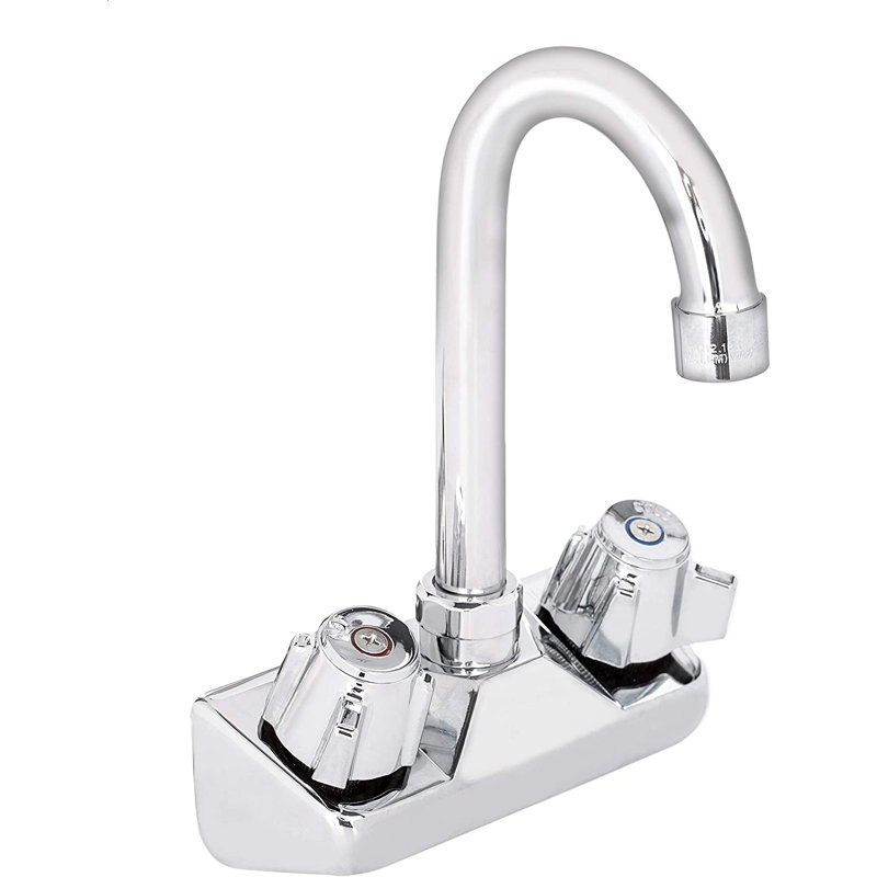 1/2" Gooseneck Spout Wall Mount Touch Kitchen Faucet with Dual Knob Handles