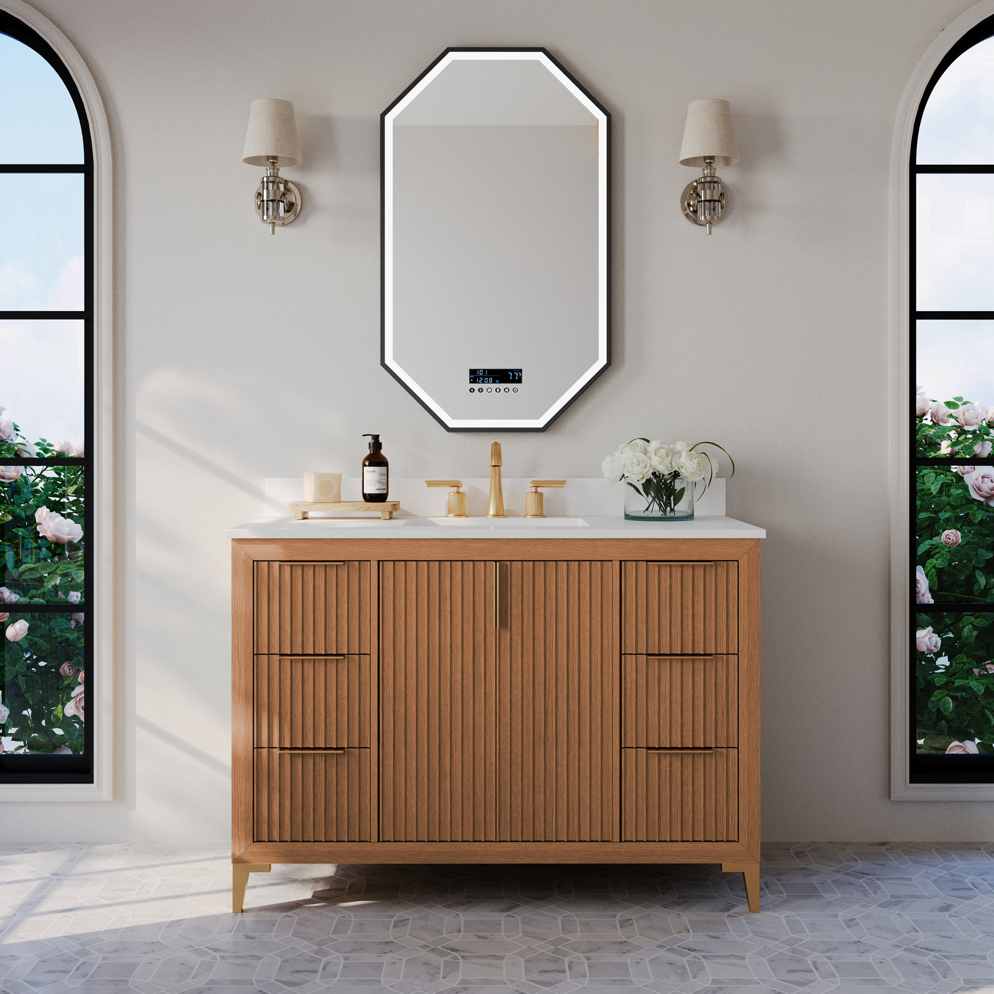 Turlington 48 In. Bath Vanity Set With White Quartz Vanity Top And White Undermount Basin, Sienna