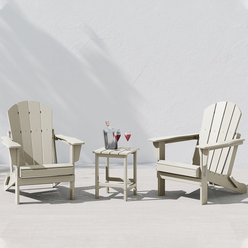 Laguna Foldable Outdoor Adirondack Chair With Table, Sand