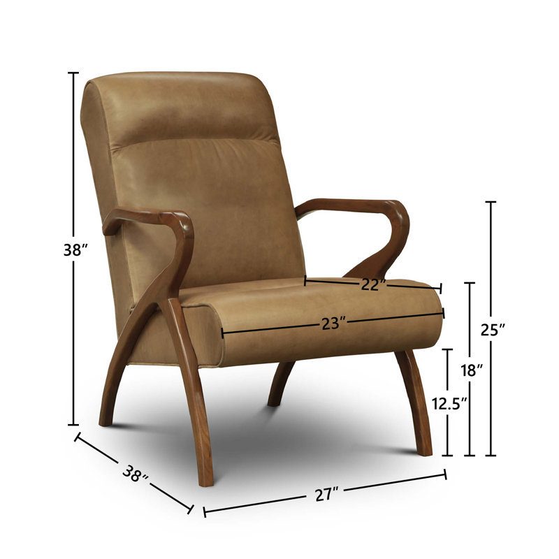 Fauteuil en cuir véritable l 27 po Adele, Peau de daim (cartier), Cendre miel