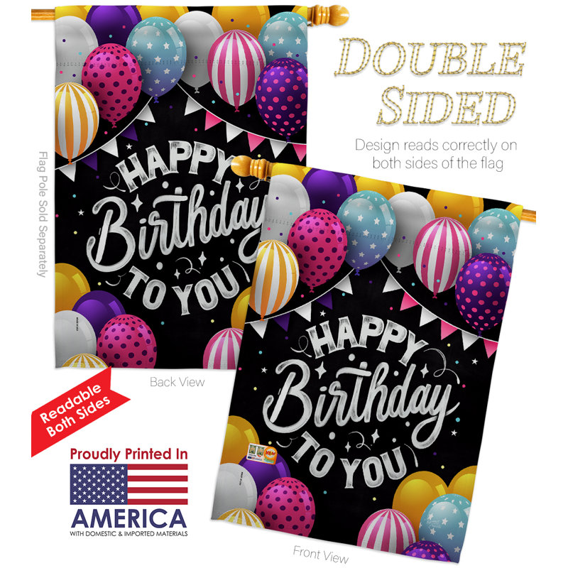 Ensemble de drapeaux en polyester 40 x 28 po Birthday to You
