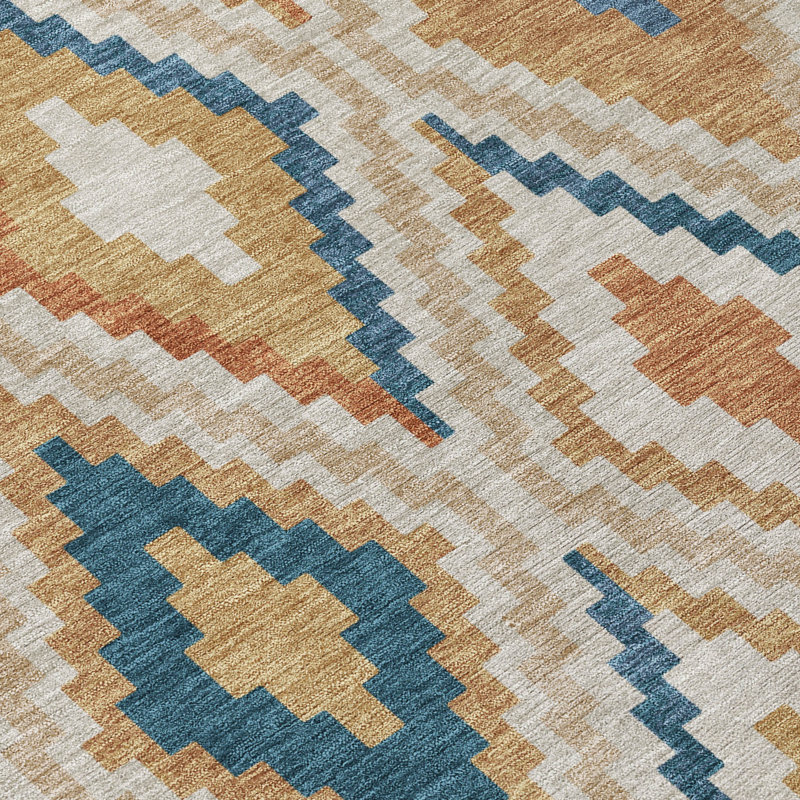 Machine Washable Indoor/Outdoor Aten ACN2331 Diamond Rug, Rectangle 9' x 12'