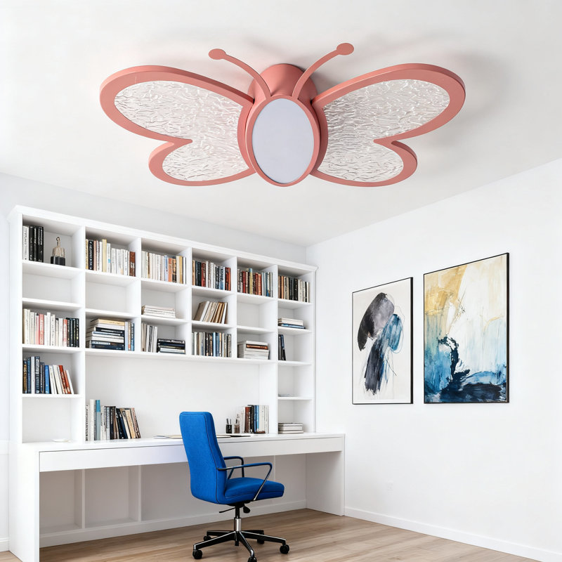 Plafonnier encastré à DEL à intensité variable avec télécommande, lumière de style papillon moderne pour chambre à coucher, cuisine et chambre d'enfant