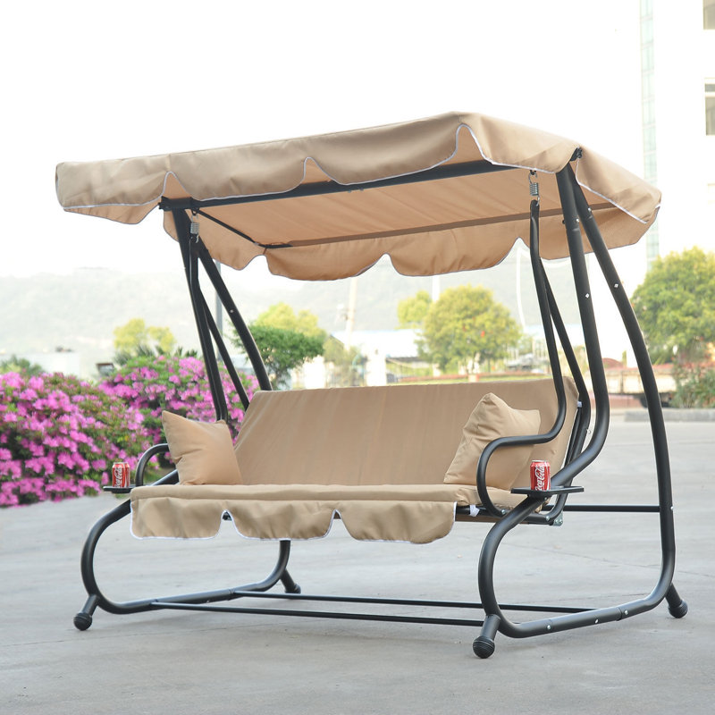 3 Person Porch Swing with Canopy, Cream White