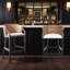 Tabouret de bar Morency Transitional - Structure en acajou avec dossier en rotin et coussin en mousse pour la maison et le bar-1492517335-1492517329