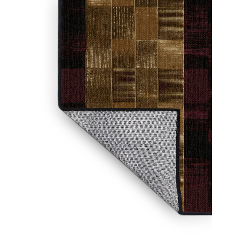 Tapis brun à carreaux lavable à la machine, Carré 3 pi