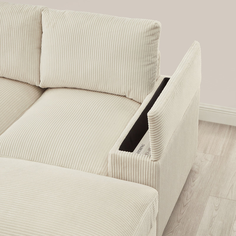 Canapé modulaire à assise profonde et repose-pieds en velours côtelé pour plus de confort et de polyvalence dans les salons et les bureaux