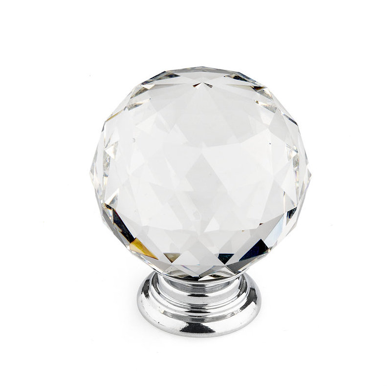 2" Diameter Round Knob, Clear/Chrome
