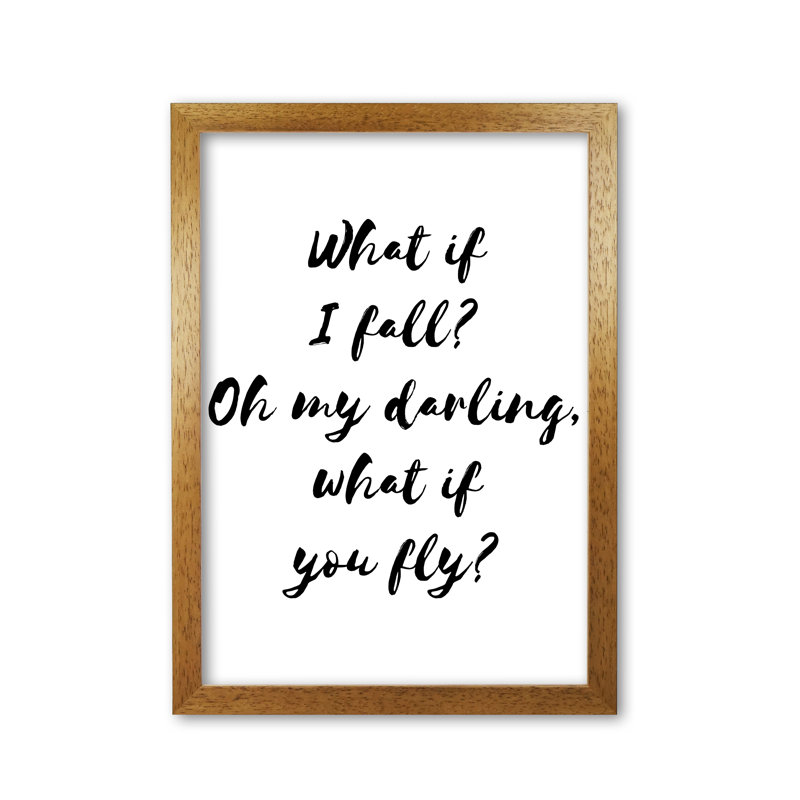 What If I Fall? - Print, Honey Oak Frame, 85 cm H x 60 cm W x 5 cm D