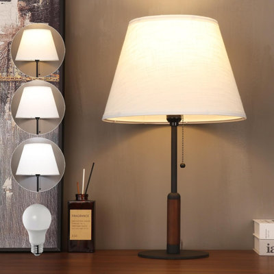 21 inch modern bedside lamp, medieval table lamp, zipper bedside lamp, bedroom living room tri color lamp, suitable for home/office/desk decoration (beige+sand black)
