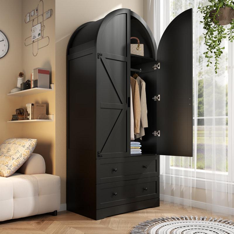 Armoire Wardrobe Closet, Matte Black