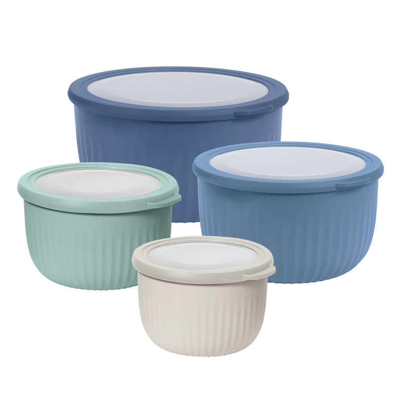Bols de préparation et de service, ensemble de 4 avec couvercles (0,7, 1,4, 2,6, 4 pintes)