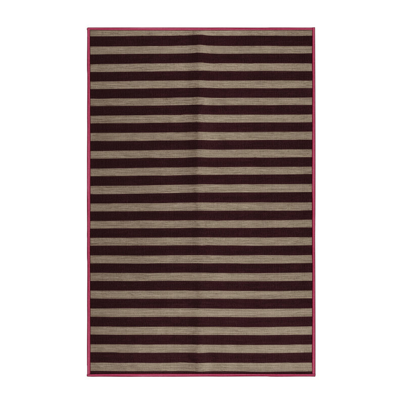 Tapis rouge à rayures horizontales lavable à la machine, Rectangle 3 pi x 5 pi