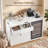 Modern Coffee Bar Cabinet with Fridge Space and Wine Storage, Mini Fridge Cabinet with Built-in Outlet, Drawer and Wine Tray, Versatile Buffet Sideboard-640239798