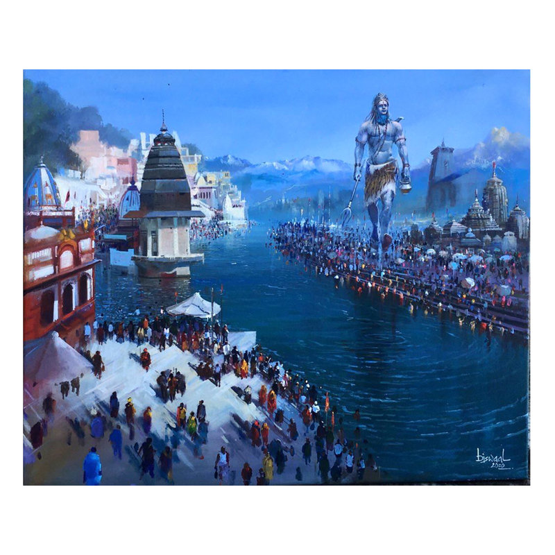 Shahi Snan (Shiva) | Peinture acrylique sur toile | Par Bijay Biswaal