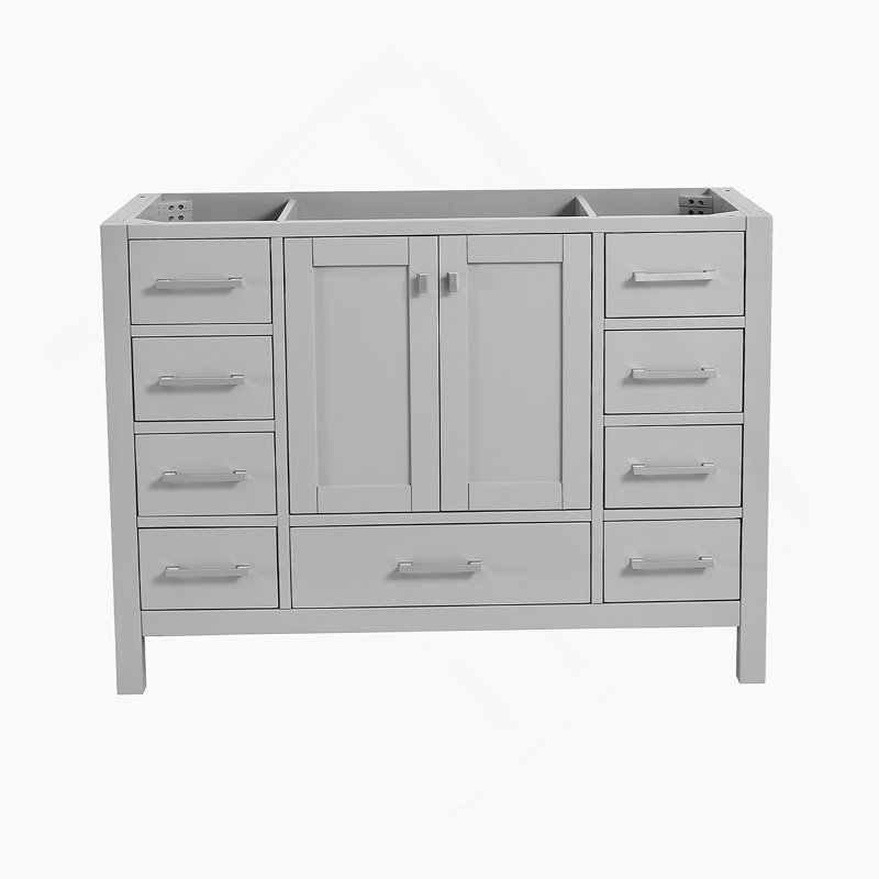 Meuble-lavabo sur pied 48 po, meuble-lavabo autoportant avec comptoir, armoire de rangement en bois massif gris