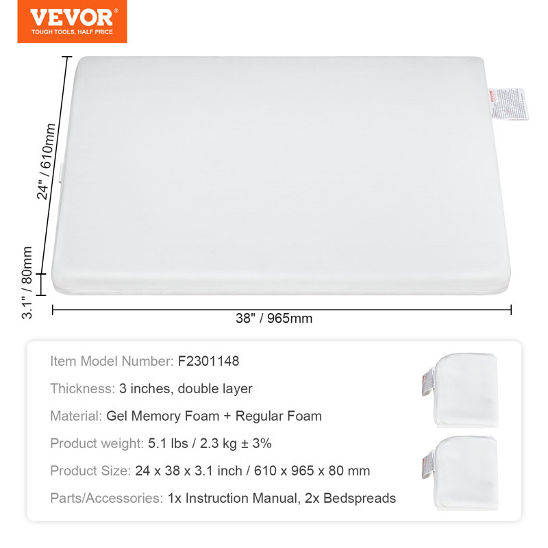 Matelas rectangulaire pour lit de bébé / tout-petit à 2 niveaux Loman