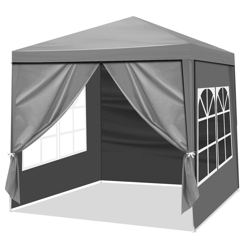 6.5'x 6.5' Portable Canopy Tent with Four Side, Gray
