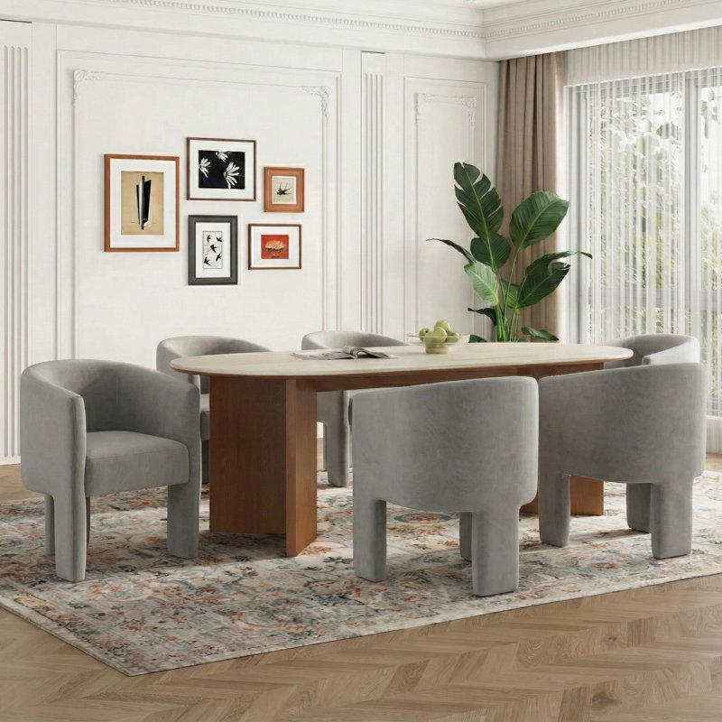 Fauteuil en velours, Gris