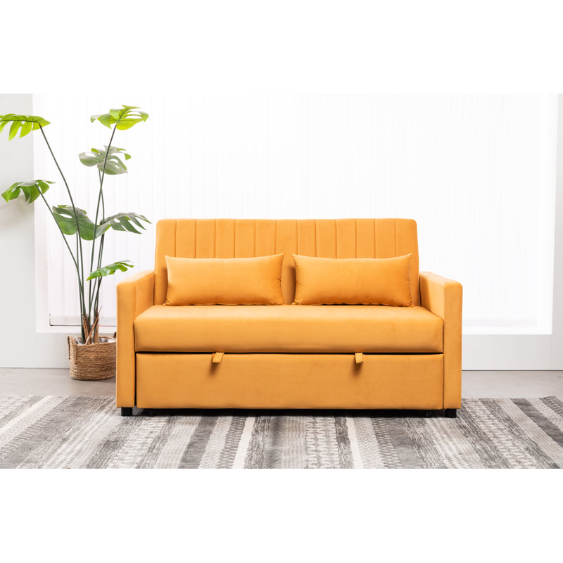 Kusilvak 58'' Velvet Sofa, Orange