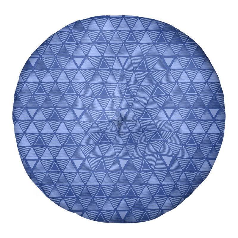 Coussin de sol triangulaire dessiné à la main, 26 po x 26 po, bleu