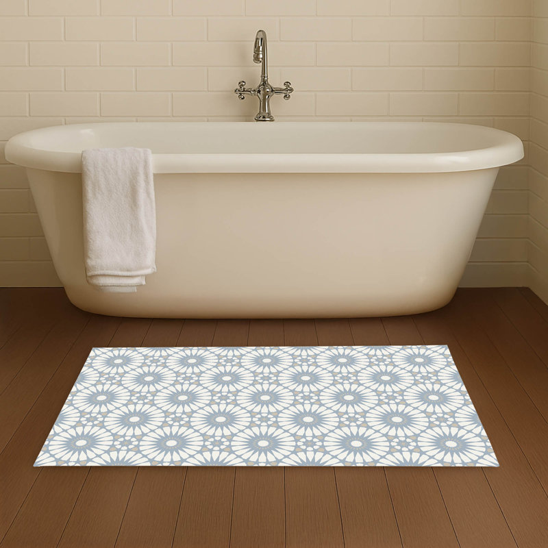 Sylvia Non-Skid Bath Mat, Single - 24" L x 17" W, Denim Blue