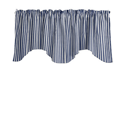 Cotton Blend Striped Scalloped Window Pelmet