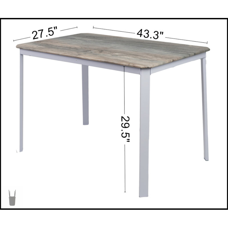 Ensemble de table de salle à manger moderne 4 pièces avec grain de bois réaliste, fabrication robuste pour les petits espaces et les maisons contemporaines.