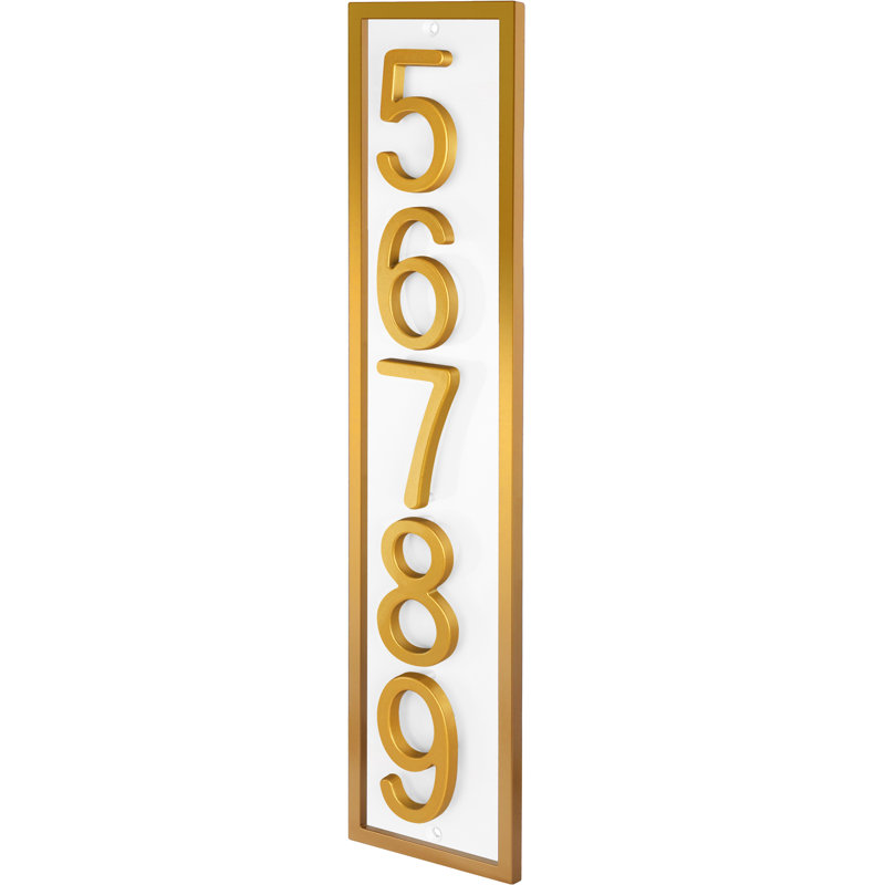 Plaque d'adresse flottante en aluminium Royal Shade, Doré, Oui, Blanc